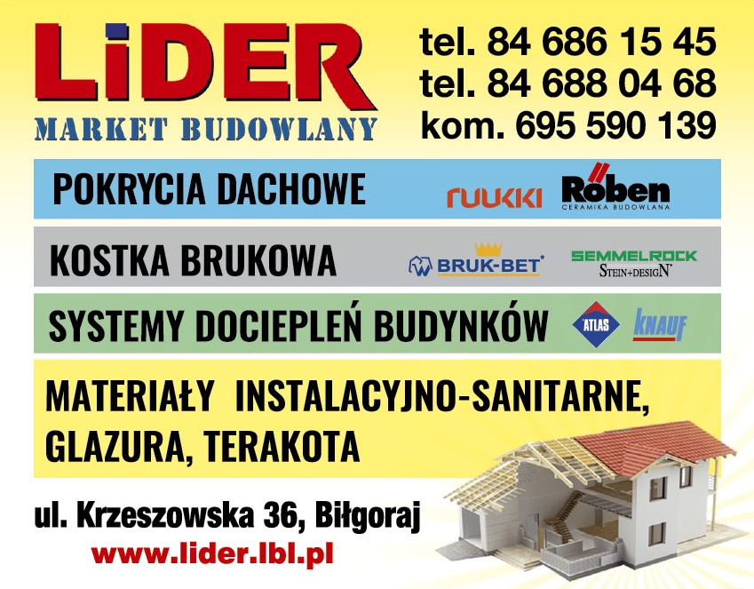 LIDER MARKET BUDOWLANY Biłgoraj Pokrycia Dachowe / Kostka Brukowa / Systemy Dociepleń Budynków