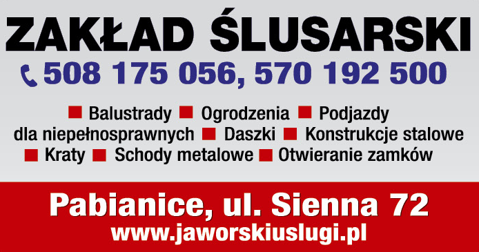 USŁUGI JAWORSKI Pabianice Zakład Ślusarski / Balustrady / Ogrodzenia / Konstrukcje Stalowe / Kraty