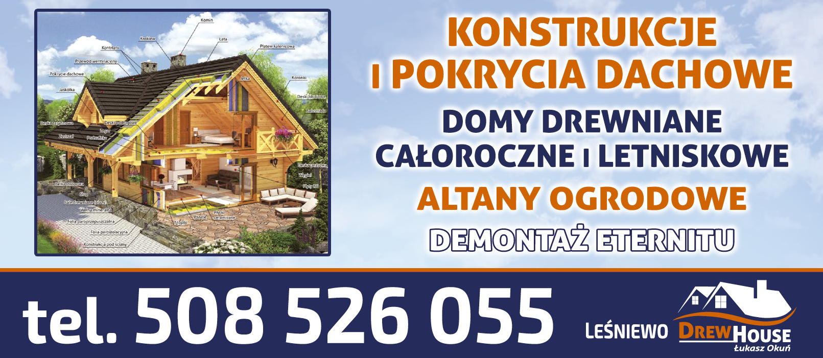 DREW HOUSE Łukasz Okuń Leśniewo Konstrukcje i Pokrycia Dachowe / Domy Drewniane / Altany Ogrodowe