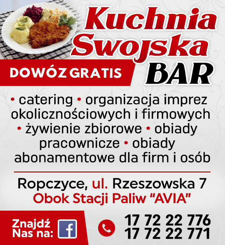 KUCHNIA SWOJSKA BAR Ropczyce Catering / Organizacja Imprez Okolicznościowych / Obiady Pracownicze