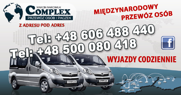 COMPLEX Marcin Marciniuk Piła Międzynarodowy Przewóz Osób / Wyjazdy Codziennie