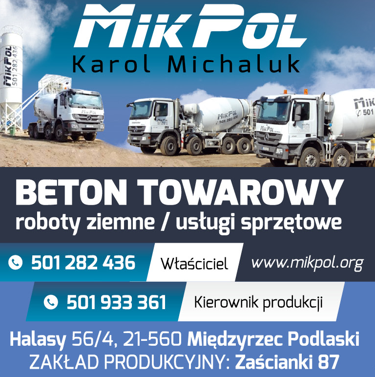 MIKPOL Karol Michaluk Międzyrzec Podlaski Beton Towarowy / Roboty Ziemne / Usługi Sprzętowe