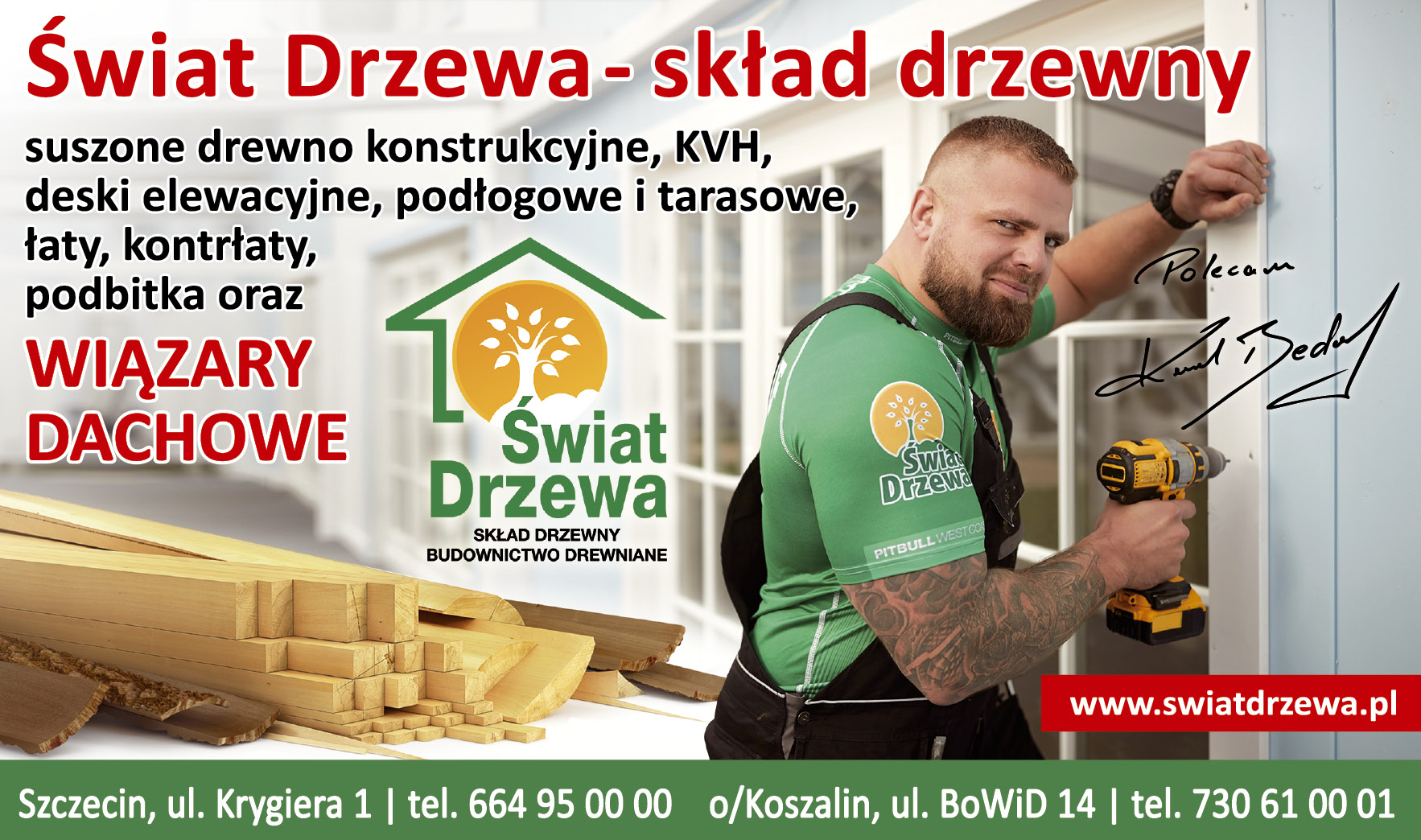 ŚWIAT DRZEWA Koszalin Suszone Drewno Kontrukcyjne / KVH / Deski Elewacyjne / Podłogowe i Tarasowe
