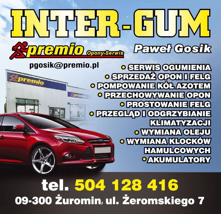 INTER-GUM Paweł Gosik Żuromin Serwis Ogumienia / Sprzedaż Opon i Felg / Pompowanie Kół Azotem 
