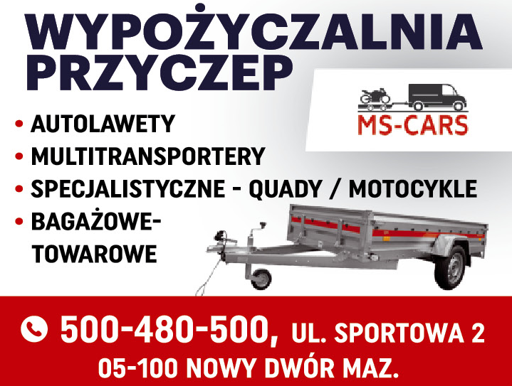 MS-CARS Nowy Dwór Mazowiecki Wypożyczalnia Przyczep