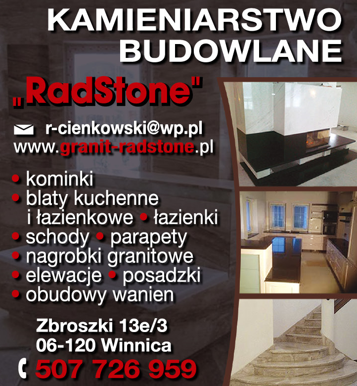 "RadStone" Kamieniarstwo Budowlane Winnica Posadzki / Elewacje / Nagrobki Granitowe / Łazienki