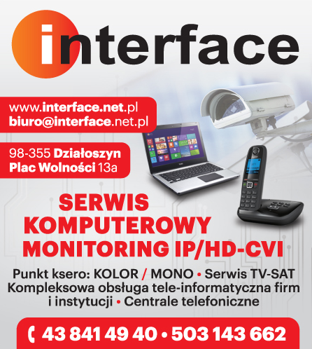 INTERFACE Działoszyn -SERWIS KOMPUTEROWY, MONITORING, SERWIS TV-SAT, OBSŁUGA TELE- INFORATYCZNA FIRM