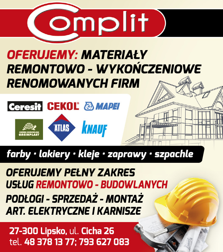 P.P.H.U. COMPLIT Lipsko Materiały Remontowo-Wykończeniowe / Usługi Remontowo-Budowlane