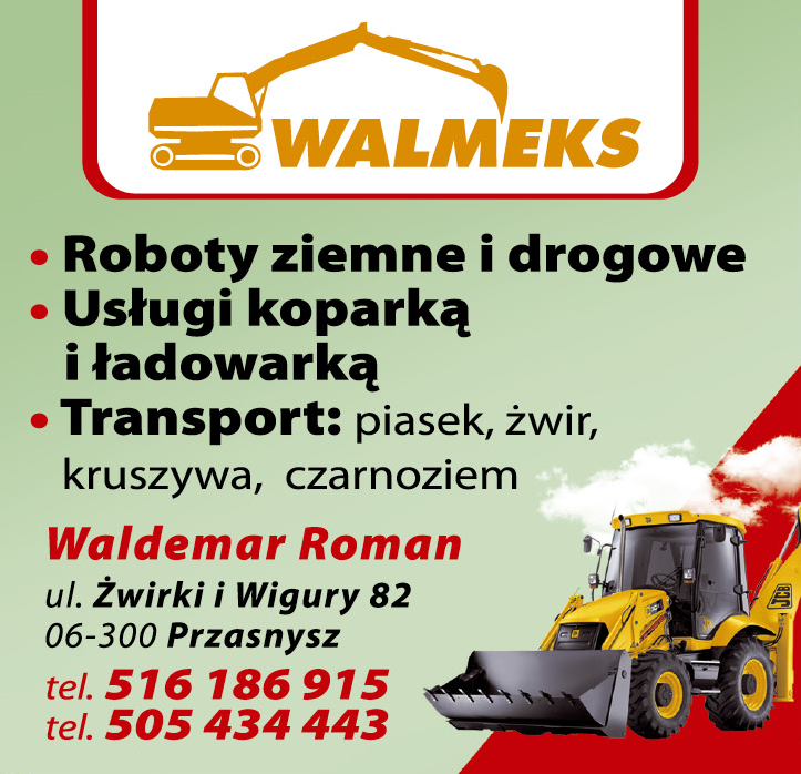 WALMEKS Waldemar Roman Przasnysz Roboty Ziemne i Drogowe / Usługi Koparką i Ładowarką / Transport
