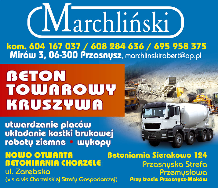 P.P.H. Marchliński Robert Mirów Wykopy/ Roboty Ziemne/ Utwardzanie Placów/ Układanie Kostki Brukowej