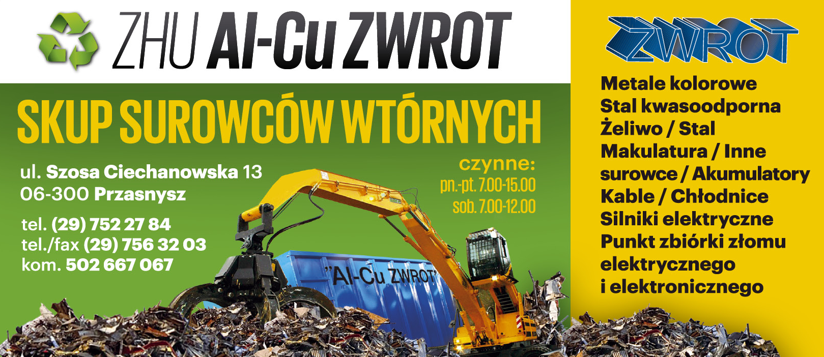 ZHU Al-Cu ZWROT Przasnysz Skup Surowców Wtórnych