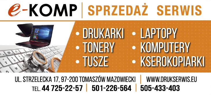 E-KOMP Tomaszów Mazowiecki Drukarki / Laptopy / Tonery / Komputery / Tusze / Kserokopiarki