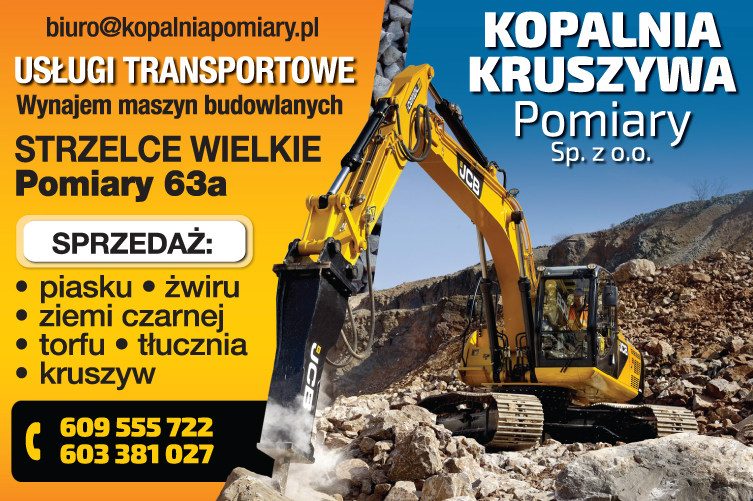 KOPALNIA KRUSZYWA Pomiary Sp. z o. o. Wynajem Maszyn Budowlanych Usługi Transportowe
