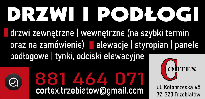 CORTEX Trzebiatów Drzwi Zewnętrzne i Wewnętrzne / Elewacje / Styropian / Panele Podłogowe / Tynki