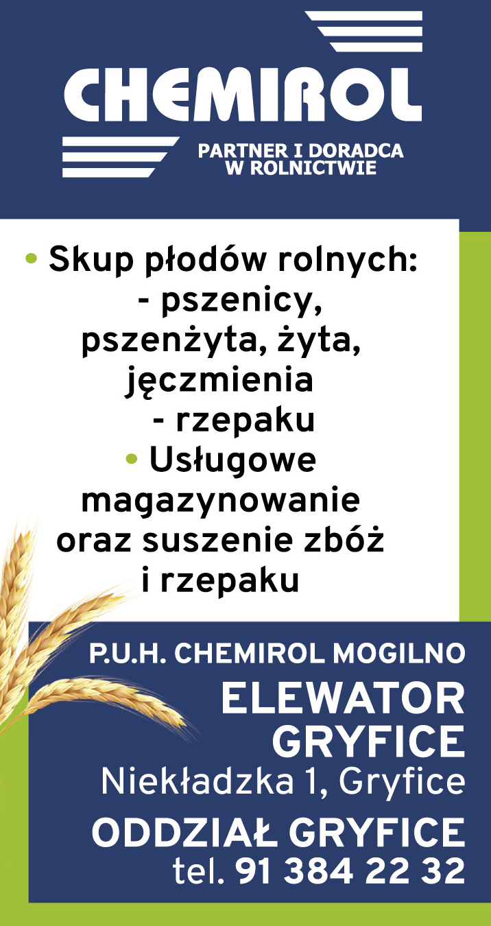 P.U.H. CHEMIROL ELEWATOR GRYFICE Skup Płodów Rolnych / Magazynowanie i Suszenie Zbóż i Rzepaku