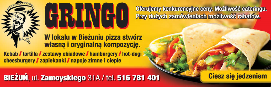 GRINGO BAR Bieżuń Kebab Tortilla Zestawy Obiadowe