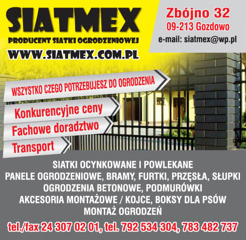 SIATMEX Producent Siatki Ogrodzeniowej Gozdowo Panele Ogrodzeniowe Bramy Furtki