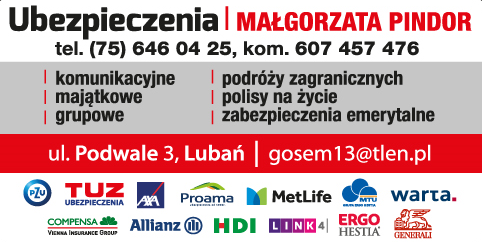 Biuro Ubezpieczeń Małgorzata Pindor w Lubaniu zaprasza!