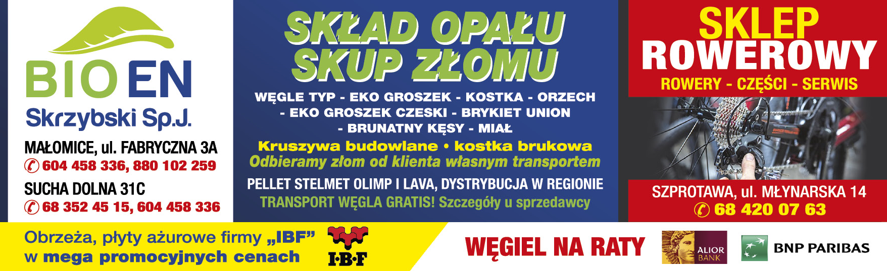 BIO EN Skrzybski Sp.J. Małomice Skład Opału / Skup Złomu / Sklep Rowerowy