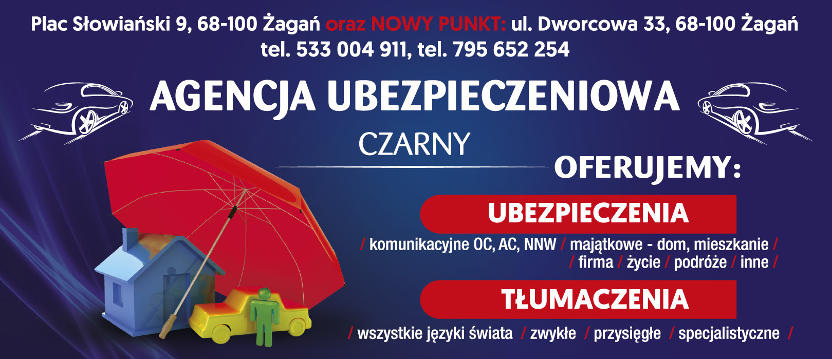 AGENCJA UBEZPIECZENIOWA CZARNY Żagań Ubezpieczenia / Tłumaczenia
