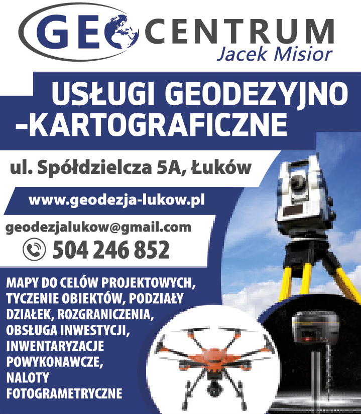 GEOCENTRUM Jacek Misior Łuków Obsługa Inwestycji / Tyczenie Obiektów / Podziały Działek