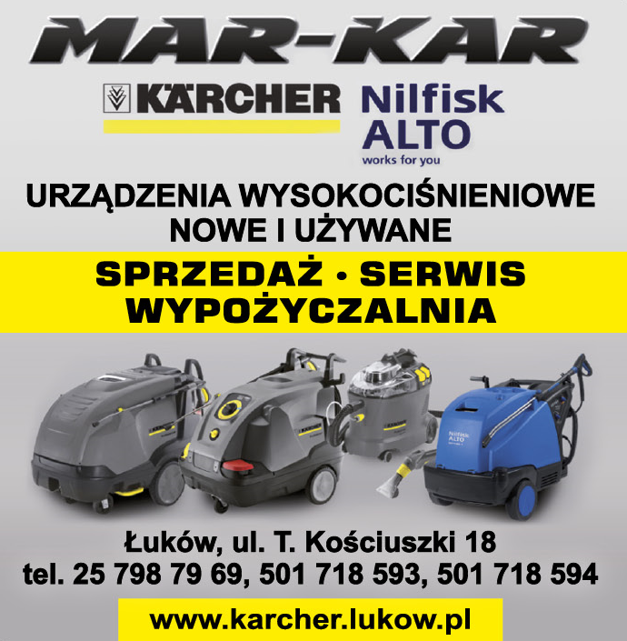 "MAR-KAR" Łuków Urządzenia Wysokociśnieniowe Nowe i Używane KÄRCHER / Nilfisk ALTO