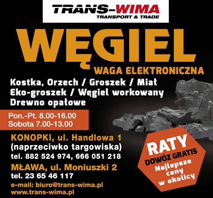 TRANS-WIMA Mława Węgiel / Eko-groszek / Miał / Drewno Opałowe / Kostka / Orzech / Węgiel Workowany