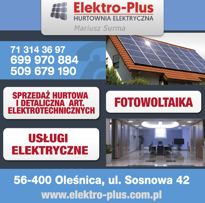 ELEKTRO-PLUS Hurtownia Elektryczna Mariusz Surma Oleśnica Usługi Elektryczne / Fotowoltaika