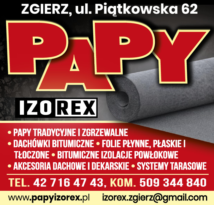 P.H.U. IZOREX Zgierz Papy / Dachówki Bitumiczne / Akcesoria Dachowe i Dekarskie / Systemy Tarasowe