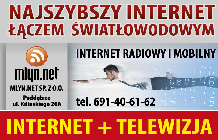 MLYN.NET Sp. z o.o. Poddębice Internet Radiowy i Mobilny / Najszybszy Internet Łączem Światłowodowym