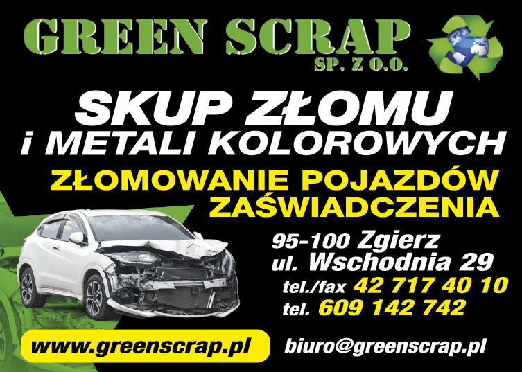 GREEN SCRAP Sp. z o.o. Zgierz Skup Złomu i Metali Kolorowych / Złomowanie Pojazdów