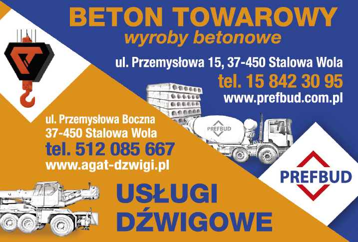 PREFBUD Spółka z o.o. Stalowa Wola Beton Towarowy / Wyroby Betonowe / Usługi Dźwigowe