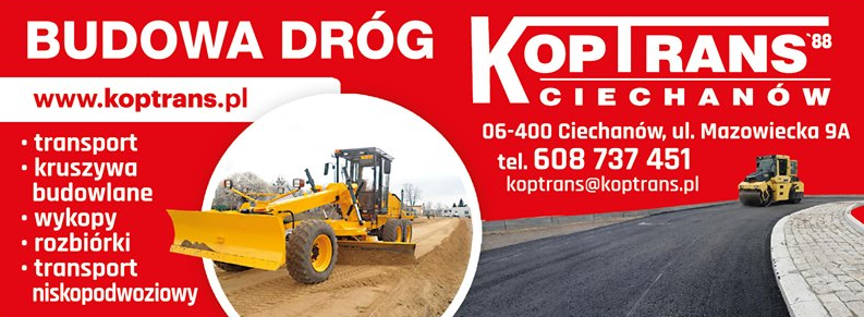 KOPTRANS Ciechanów Transport Niskopodwoziowy / Budowa Dróg / Kruszywa Budowlane