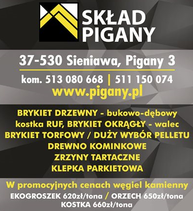 SKŁAD PIGANY Brykiet Drzewny / Kostka RUF / Brykiet Okrągły / Drewno Kominkowe / Brykiet Torfowy