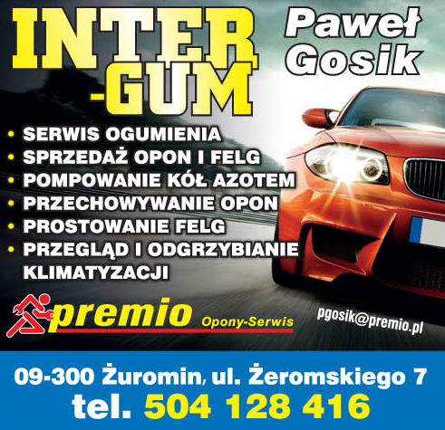 INTER-GUM Paweł Gosik Żuromin - Serwis Ogumienia - Sprzedaż Opon - Pompowanie Kół Azotem