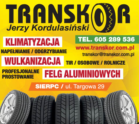 TRANSKOR s.c. Jerzy Kordulasiński Sierpc Klimatyzacja - Wulkanizacja - Prostowanie Felg Aluminiowych