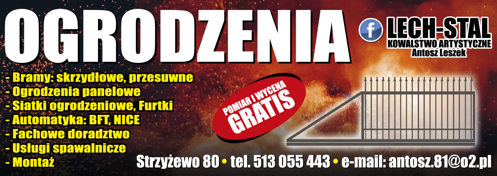  LECH-STAL Kowalstwo Artystyczne Antosz Leszek Strzyżewo Ogrodzenia / Bramy / Automatyka