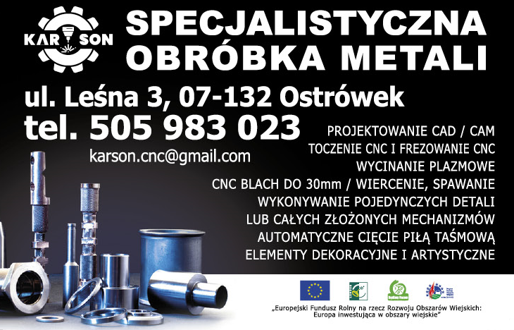 KARSON Ostrówek Specjalistyczna Obróbka Metali / Toczenie / Frezowanie / Cięcie Piłą Taśmową