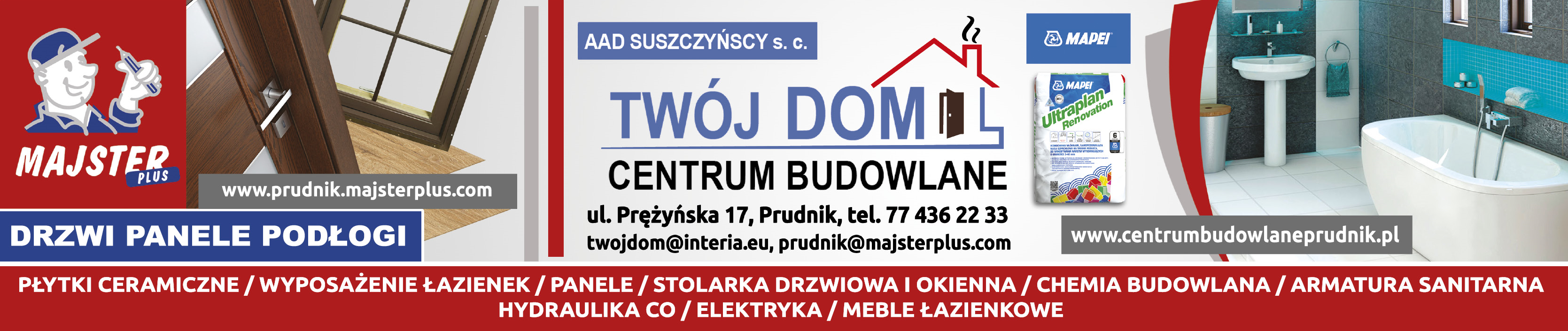 AAD SUSZCZYŃSCY s.c. Centrum Budowlane "TWÓJ DOM" Prudnik Okna / Drzwi / Panele / Płytki / Armatura