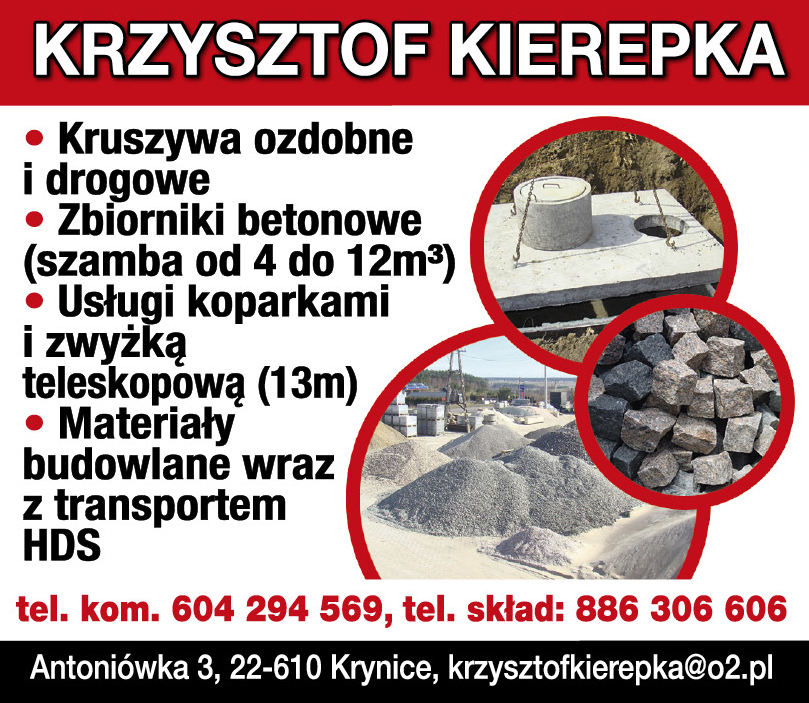 Usługi Transportowe Krzysztof Kierepka Antoniówka Kruszywa Ozdobne i Drogowe / Materiały Budowlane