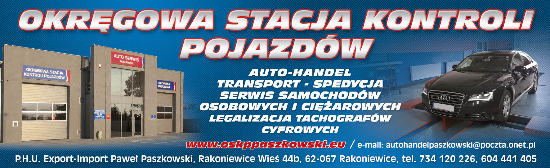 P.H.U. EXPORT-IMPORT Paweł Paszkowski Rakoniewice Wieś Okręgowa Stacja Kontroli Pojazdów