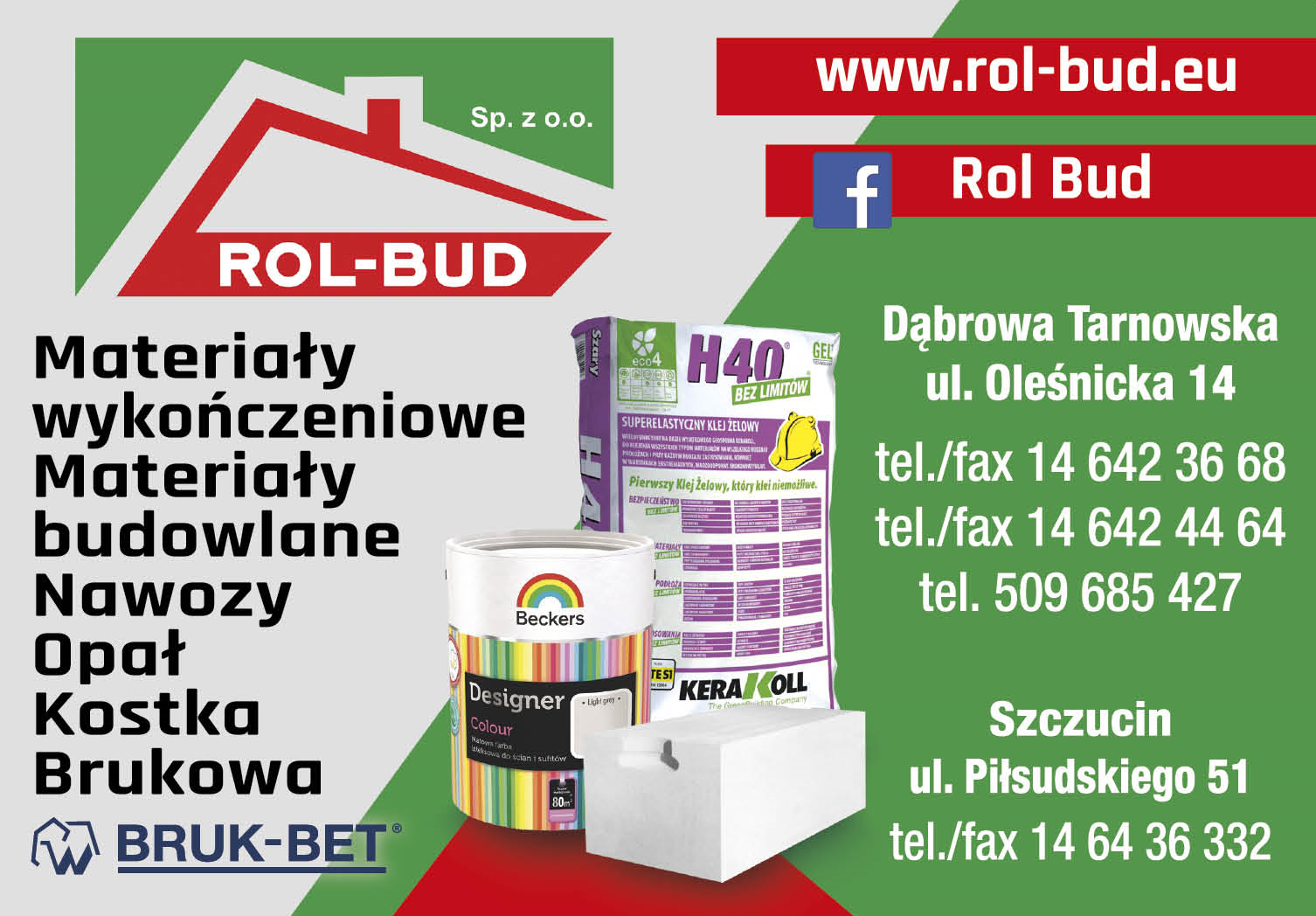 ROL-BUD Sp. z o.o. Dąbrowa Tarnowska Materiały Wykończeniowe / Materiały Budowlane / Nawozy / Opał