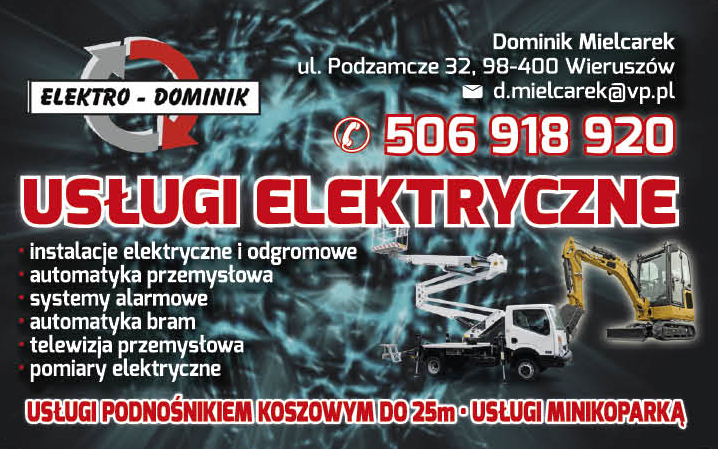 ELEKTRO-DOMINIK Dominik Mielcarek Wieruszów Usługi Elektryczne / Usługi Podnośnikiem Koszowym