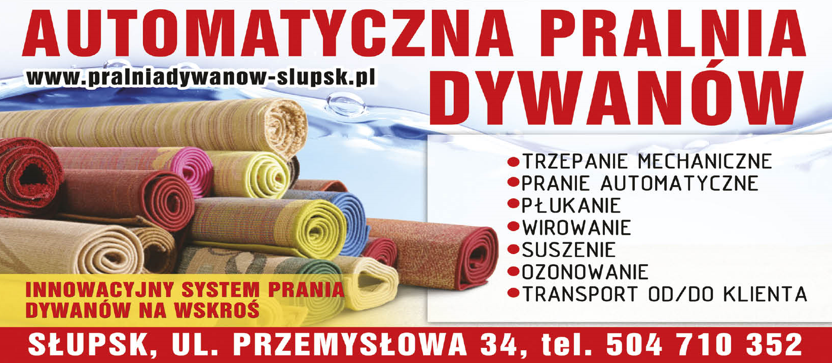 PRALNIA DYWANÓW "NEW LINE" Słupsk Trzepanie Mechaniczne / Pranie Automatyczne / Płukanie / Wirowanie