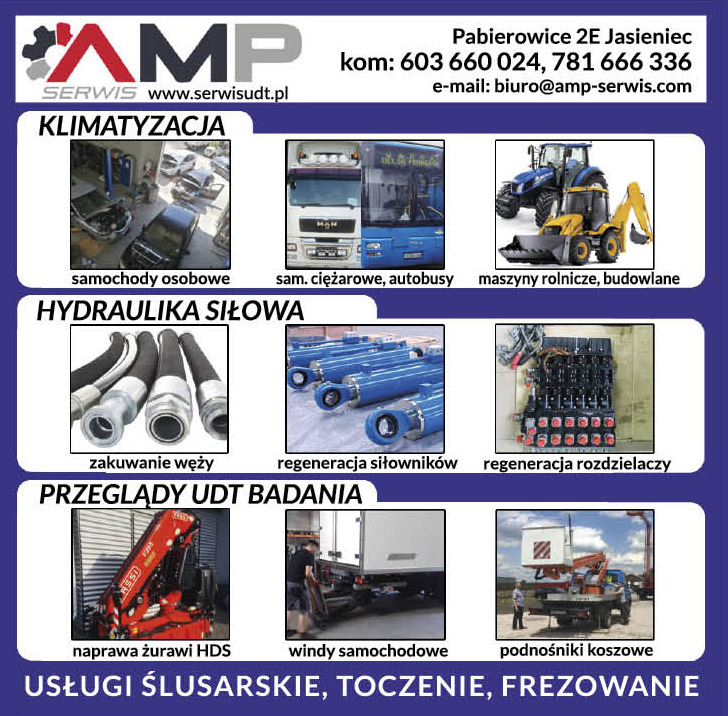 AMP SERWIS Pabierowice Klimatyzacja / Hydraulika Siłowa / Przeglądy UDT Badania / Usługi Ślusarskie