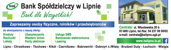 SGB Bank Spółdzielczy w Lipnie - Kredyty - Rachunki - Lokaty - Ubezpieczenia - Karty płatnicze 