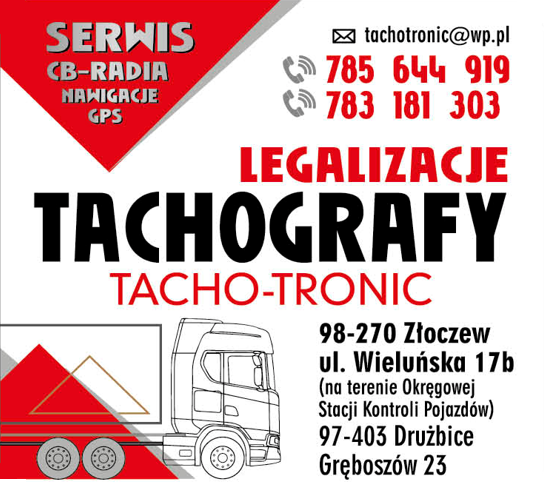 Tacho-Tronic, Złoczew, Gręboszów - serwis tachografów