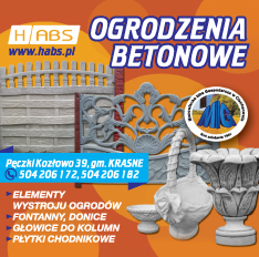Zakład Produkcyjny "HABS" Pęczki Kozłowo Ogrodzenia Betonowe / Płytki Chodnikowe / Fontanny / Donice