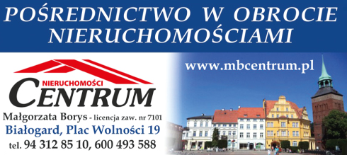 Nieruchomości CENTRUM Małgorzata Borys Białogard  Pośrednictwo w Obrocie Nieruchomościami 