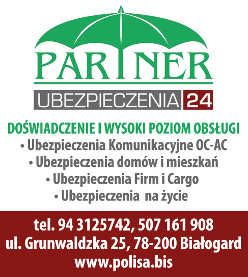 PARTNER UBEZPIECZENIA 24 Białogard Ubezpieczenia Komunikacyjne OC-AC / Domów i Mieszkań / Firm 